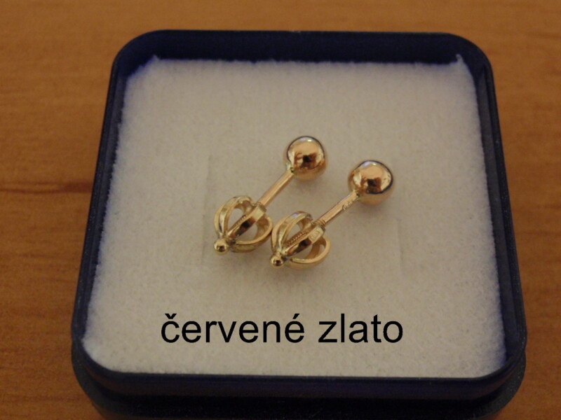 Zlaté náušnice na šroubek - kuličky zlaté