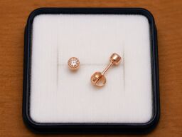 Zlaté náušnice na šroubek - kámen 3mm