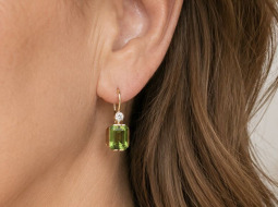 Zlaté náušnice na patent - olivín (peridot)