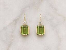 Zlaté náušnice na patent - olivín (peridot)