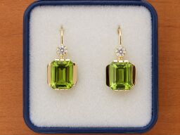 Zlaté náušnice na patent - olivín (peridot)