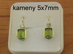 Zlaté náušnice na patent - olivín (peridot)