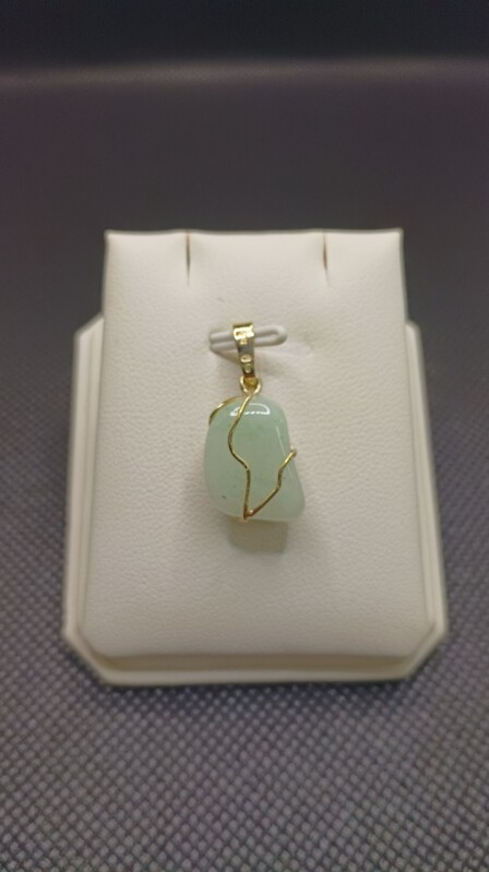 Zlatý přívěsek s polodrahokamem - Avanturin - klec