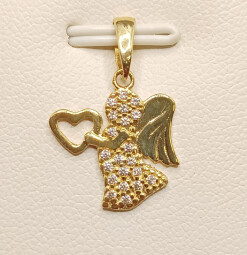 Zlatý přívěsek - Anděl se zirkony