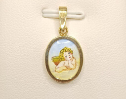 Zlatý přívěsek - Andělíček smaltovaný 