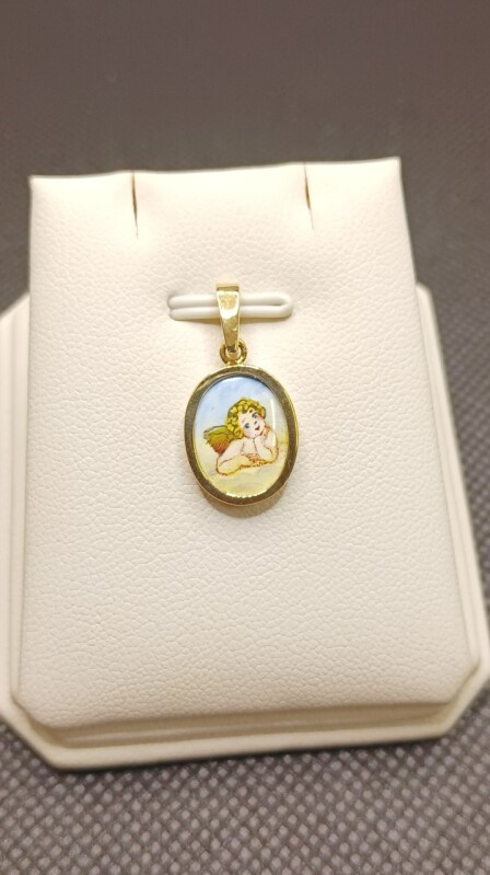 Zlatý přívěsek - Andělíček smaltovaný 