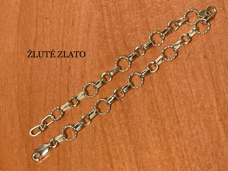 Zlatý náramek na přívěsky - ozdobný