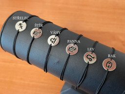 Stříbrné medailonky - znamení na šňůrku