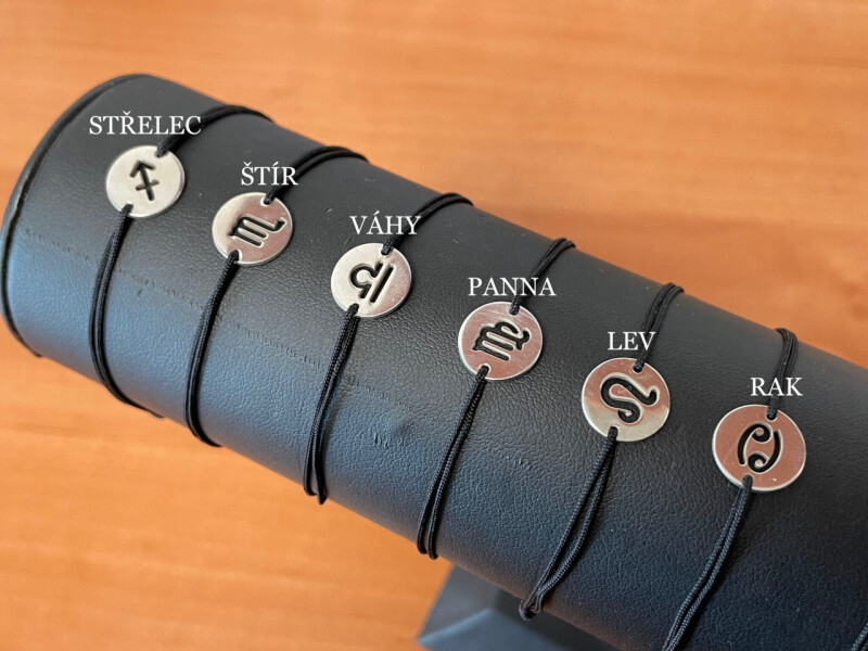 Stříbrné medailonky - znamení na šňůrku