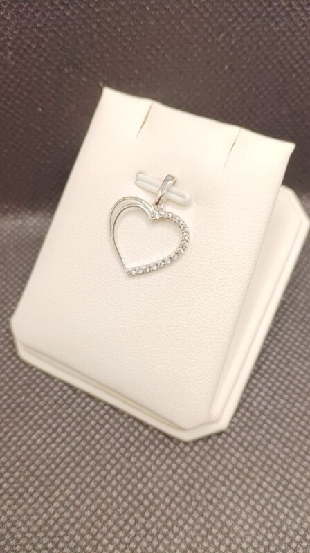 Přívěsek srdce se zirkony (CZ) - bílé zlato