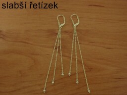 Zlaté náušnice visací řetízkové dlouhé s kuličkami