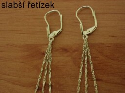 Zlaté náušnice visací řetízkové dlouhé s kuličkami
