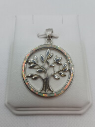 Stříbrný přívěsek - strom života s opálem