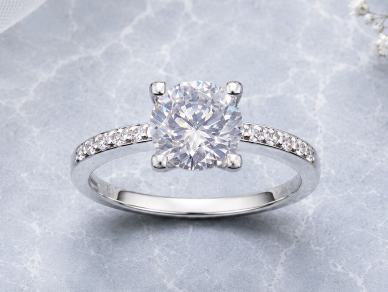Stříbrný zásnubní prsten s kameny