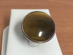 Stříbrný prsten s polodrahokamem - tygří oko 